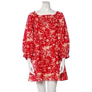 DOEN XS Red Floral Shift Dress
